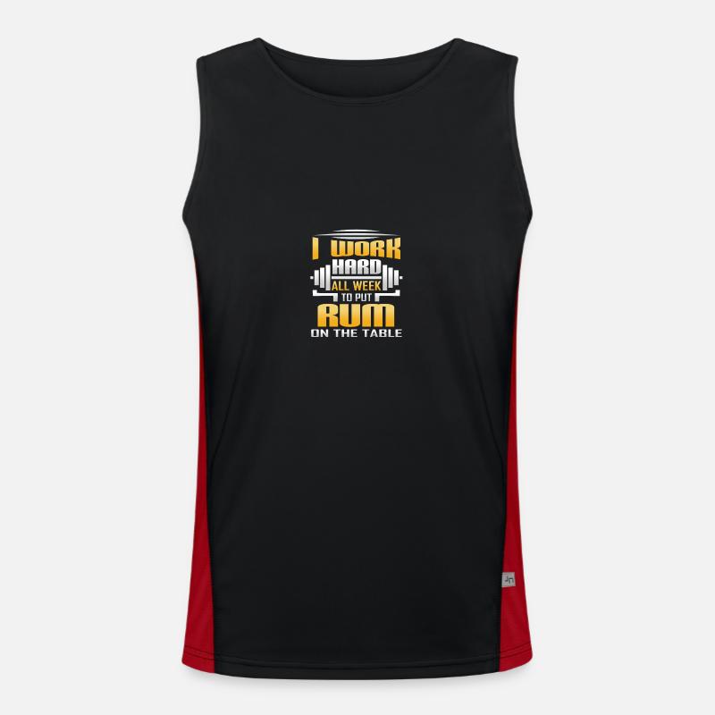 I Work Hard All Week To Put Rum On The Table Funktionelles Kontrast-Tank Top für Männer 