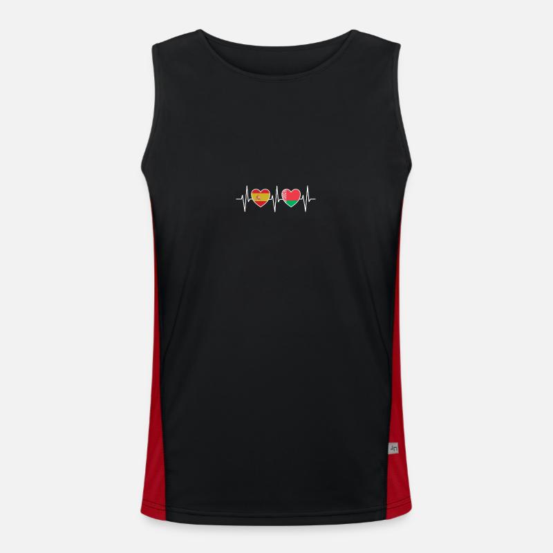 Spain and Belarus Belarusian flag flags Men's Functional Contrast Tank Top 