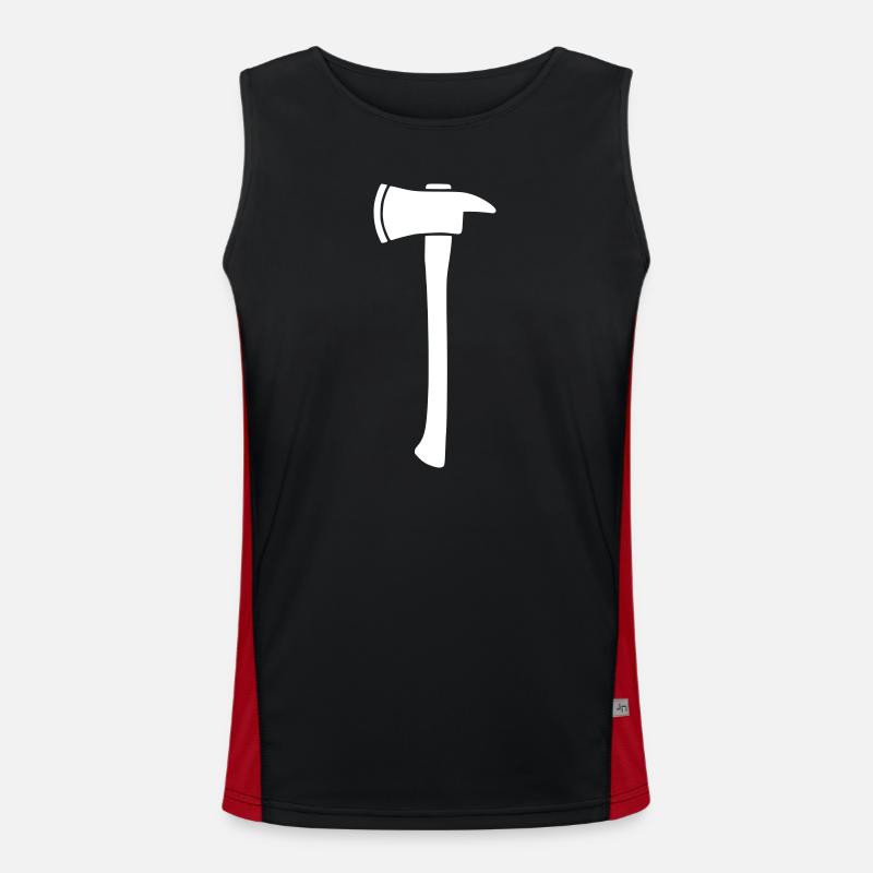 Firefighter Axe Hatchet Silhouette Vector - Men's Functional Contrast Tank Top - black/red