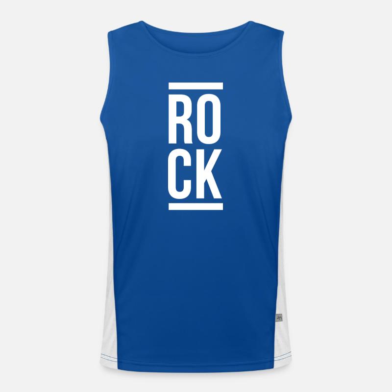 Rock Bold Vertical Typography Men's Functional Contrast Tank Top 