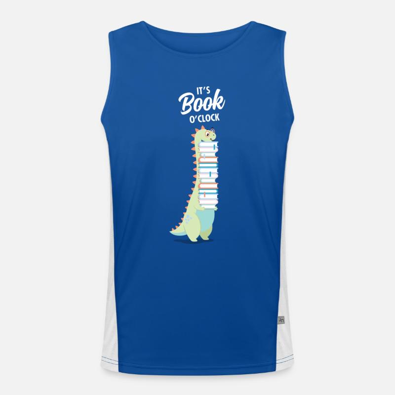 It's Book O'Clock, Dinosaur, Dino, T Rex Funktionelles Kontrast-Tank Top für Männer 