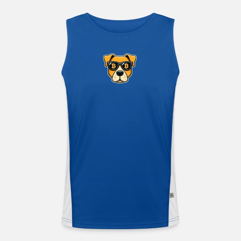 Cool dog with Bitcoin glasses Men's Functional Contrast Tank Top 