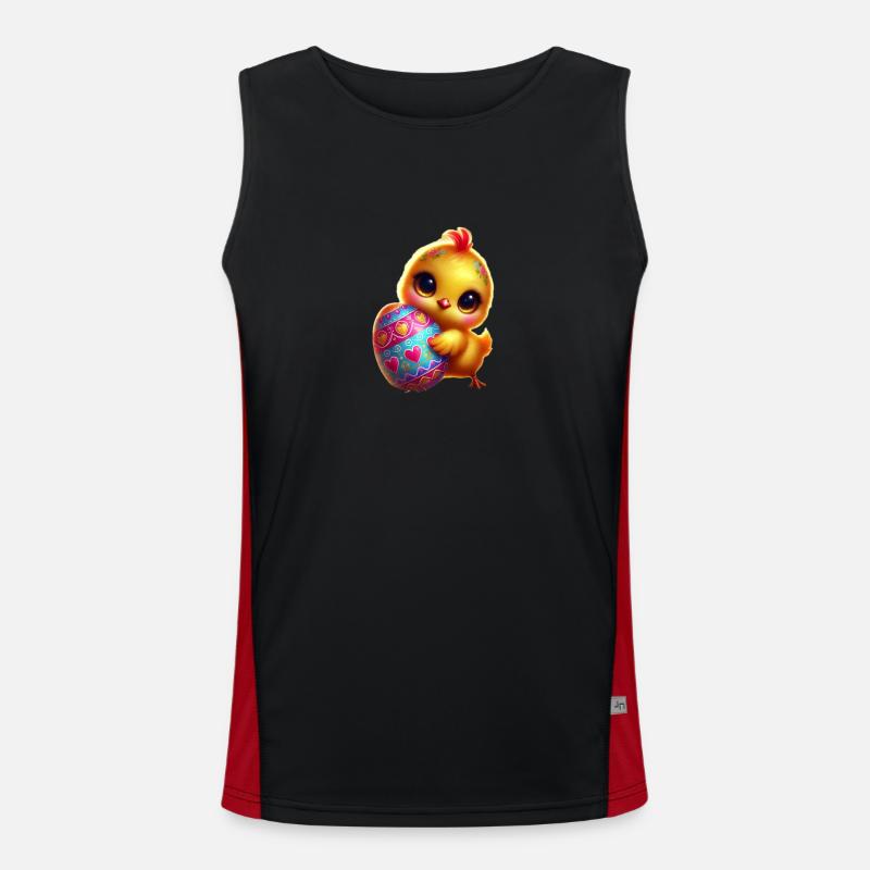 Easter chicks with egg - Men's Functional Contrast Tank Top  - black/red