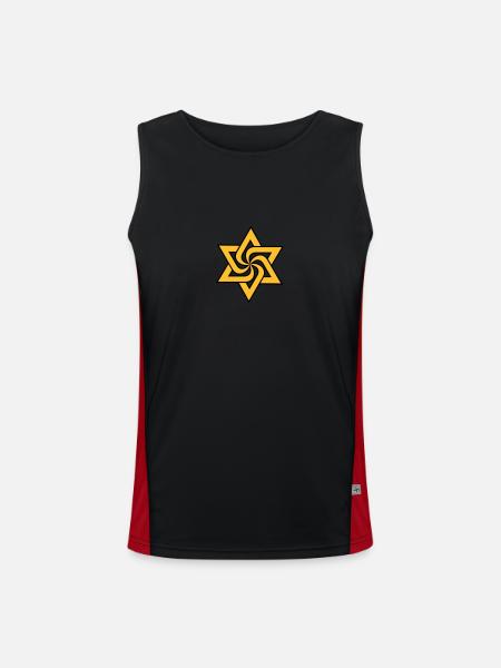 Rael Star (Symbol/Sign) 2c - Men's Functional Contrast Tank Top  - black/red