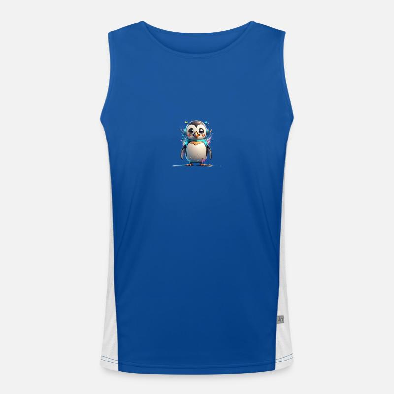 Robot Penguin Men's Functional Contrast Tank Top 