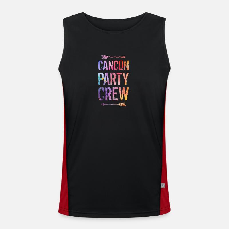 Cancun Party Crew Spruch Funktionelles Kontrast-Tank Top für Männer 