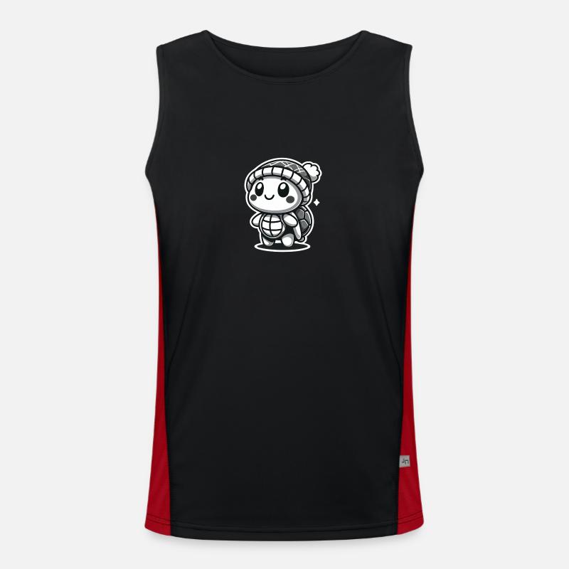 Curious Turtle - Hat Explorer - Funktionelles Kontrast-Tank Top für Männer  - Schwarz/Rot