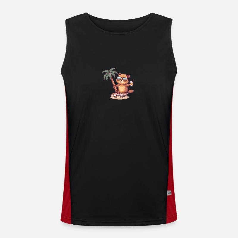 Beaver Summer Beach Comic - Men's Functional Contrast Tank Top  - black/red