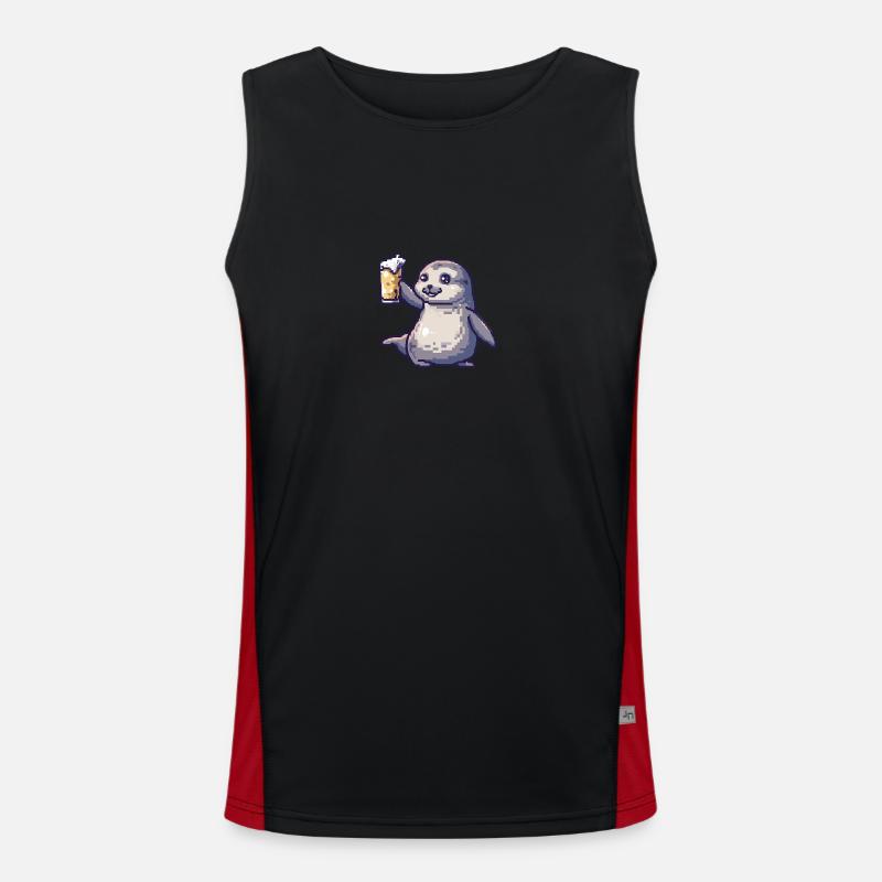 Seal Animal Beer Pixel Men's Functional Contrast Tank Top 