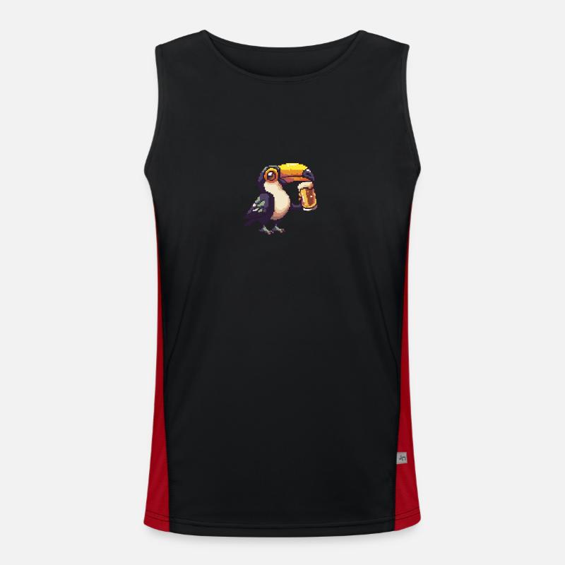 Tukan Vogel Bier Pixel Funktionelles Kontrast-Tank Top für Männer 