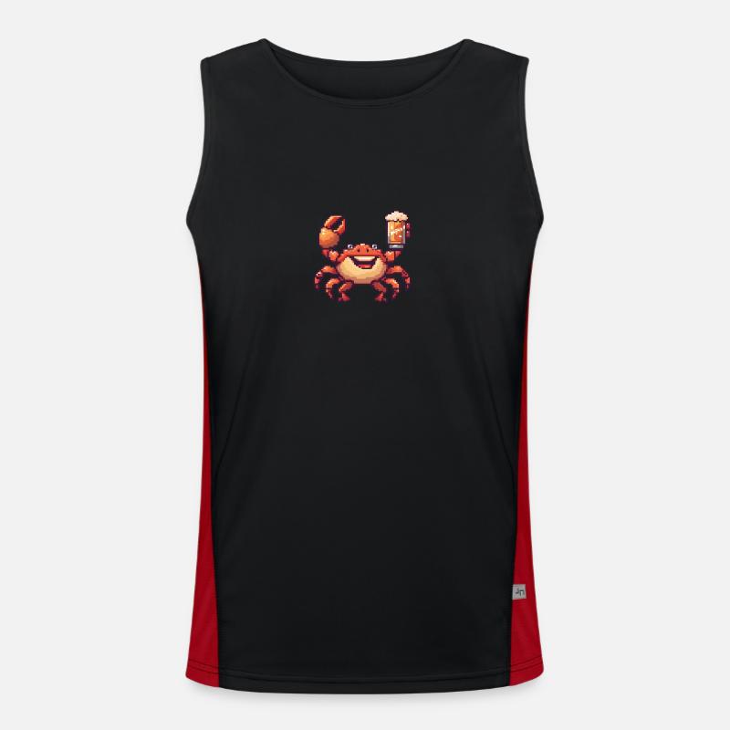 Krebs Krabbe Bier Pixel Funktionelles Kontrast-Tank Top für Männer 