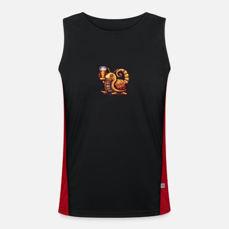 Snail Beer Pixel - Men's Functional Contrast Tank Top  - black/red
