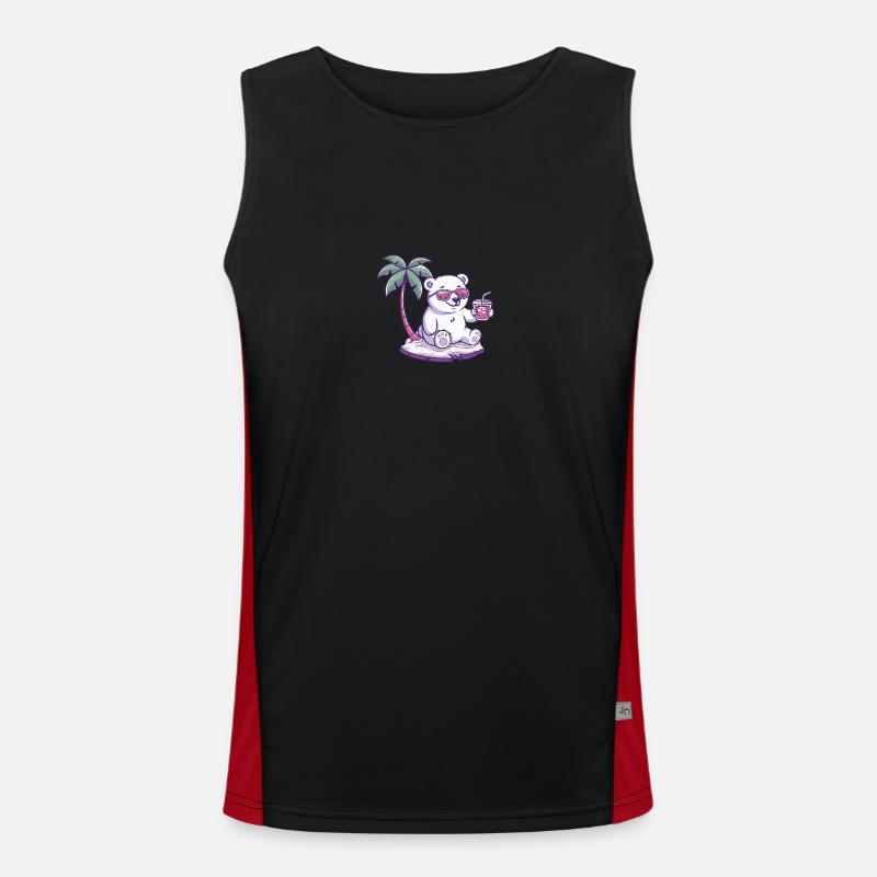 Polar Bear Summer Beach Comic - Men's Functional Contrast Tank Top  - black/red