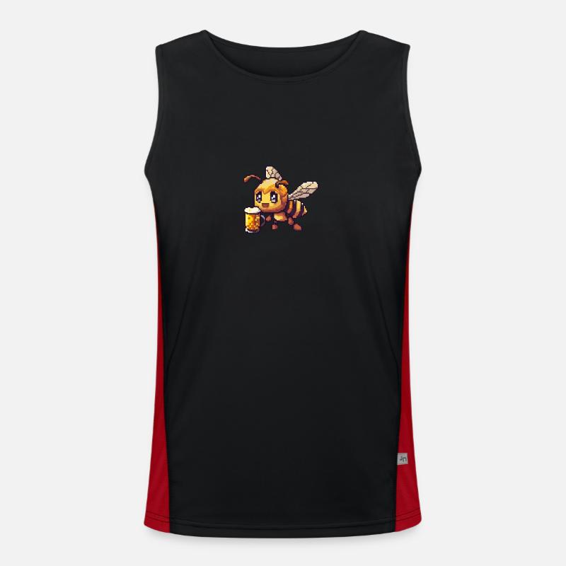 Biene Bier Pixel Funktionelles Kontrast-Tank Top für Männer 