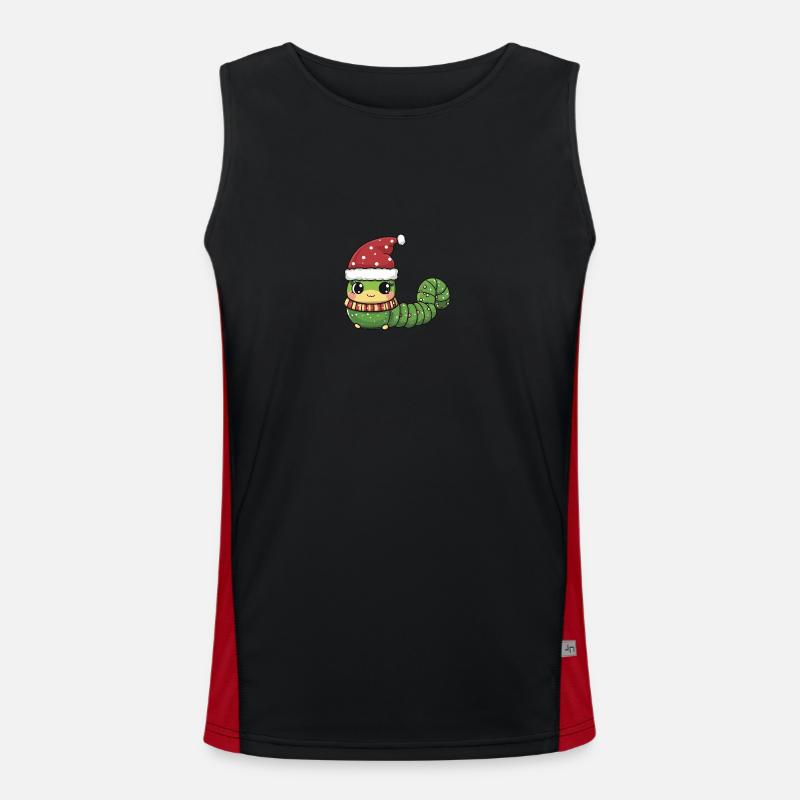 Wurm Weihnachten Comic Funktionelles Kontrast-Tank Top für Männer 