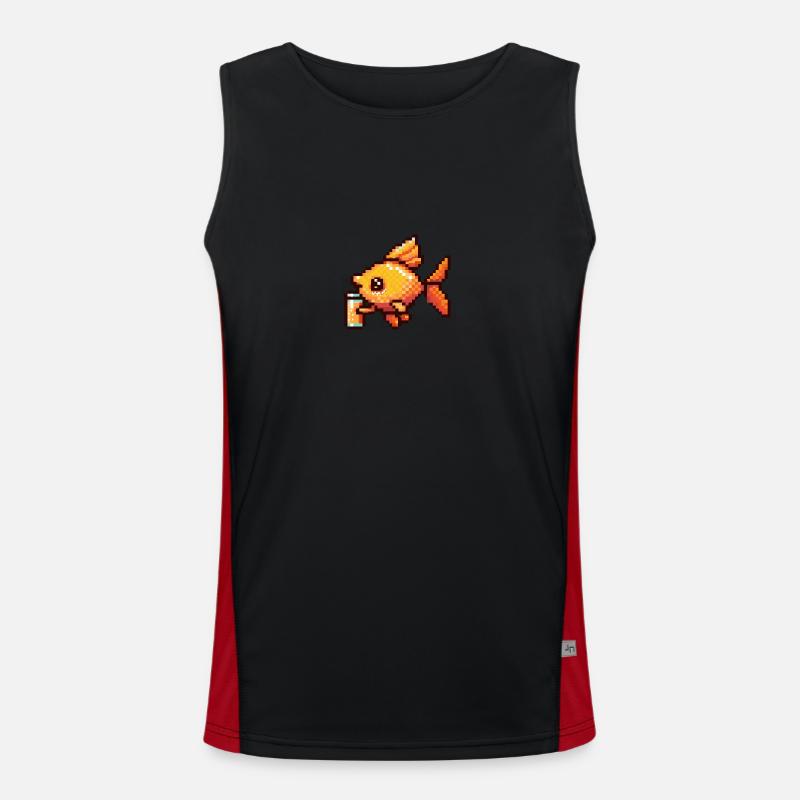 Goldfish Beer Pixel - Men's Functional Contrast Tank Top - black/red