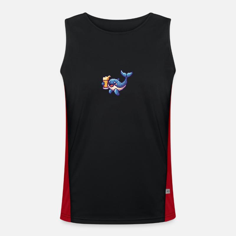 Whale Beer Pixel - Men's Functional Contrast Tank Top  - black/red