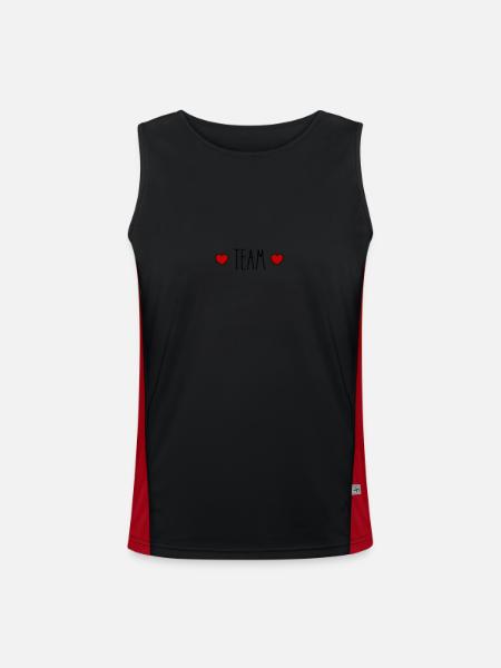 Team Herz - Funktionelles Kontrast-Tank Top für Männer  - Schwarz/Rot