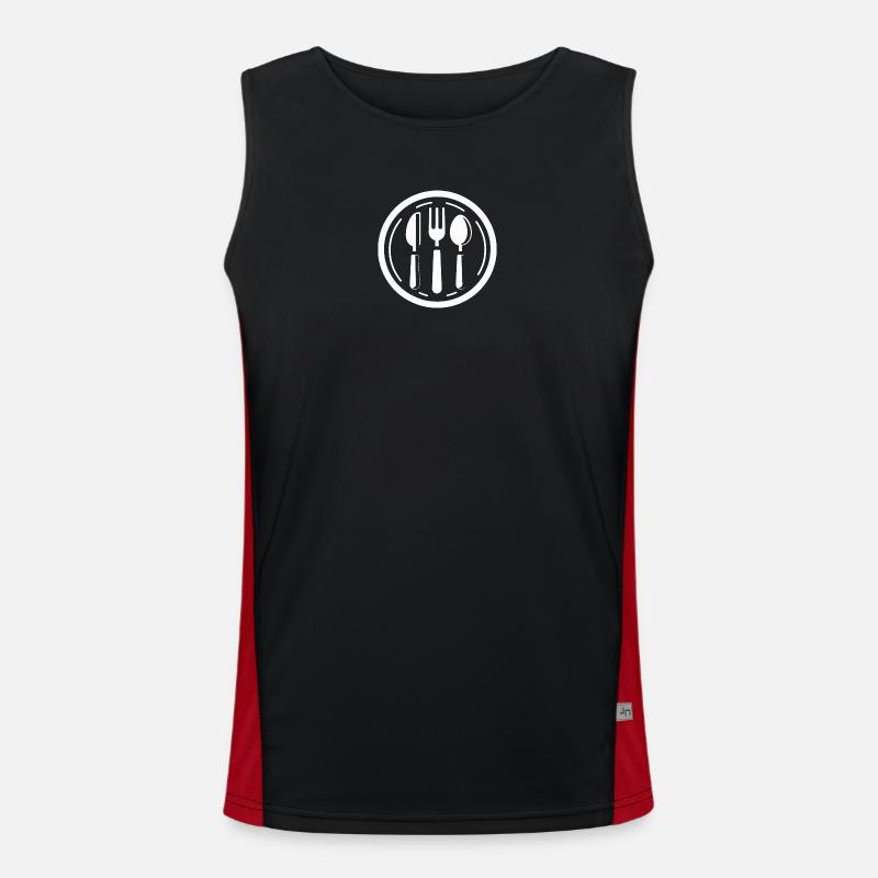 Cutlery Knife Fork Spoon - Men's Functional Contrast Tank Top - black/red