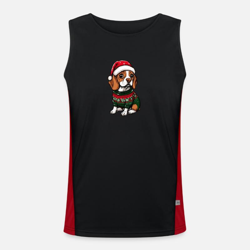 Beagle chien bande dessinée de Noël Débardeur respirant contrasté Homme 