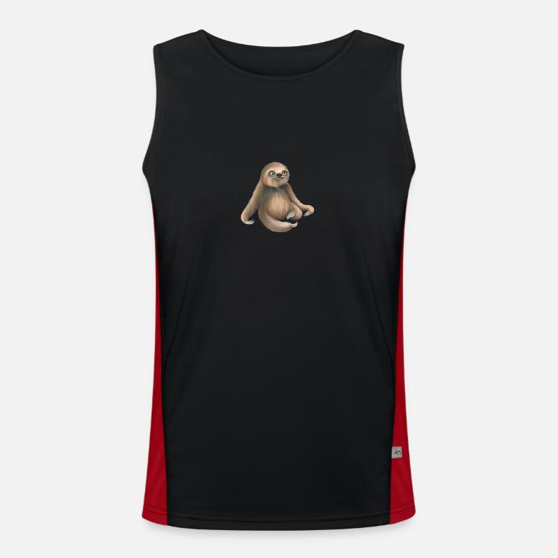 Faultier chillt und relaxed braun Funktionelles Kontrast-Tank Top für Männer 