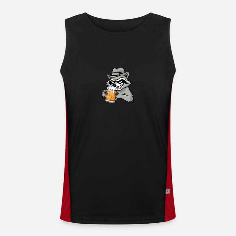Waschbär und Bier Geschenk Funktionelles Kontrast-Tank Top für Männer 
