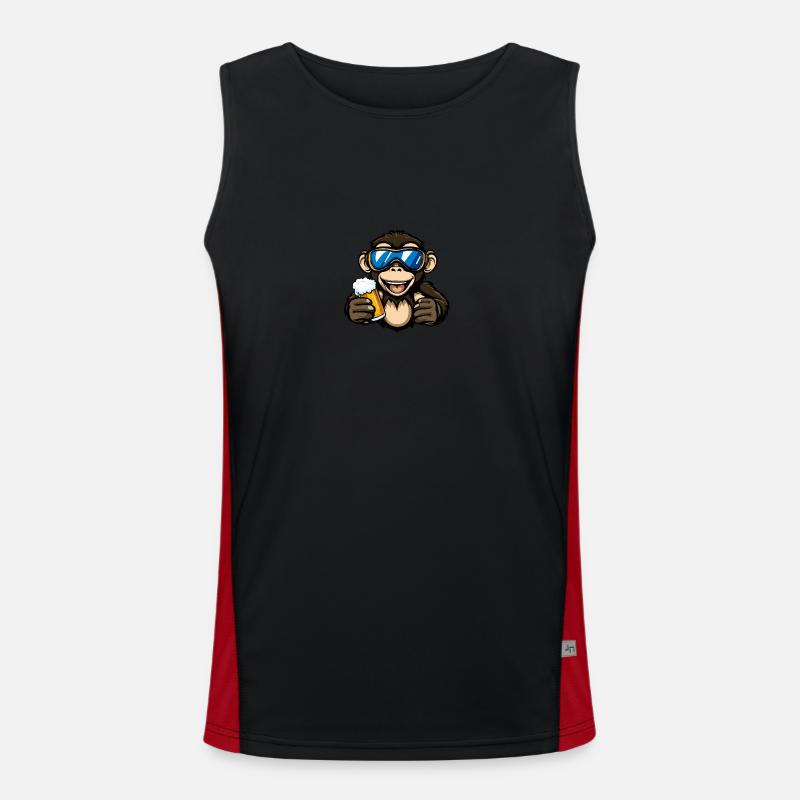 Monkey après-ski beer - Men's Functional Contrast Tank Top  - black/red