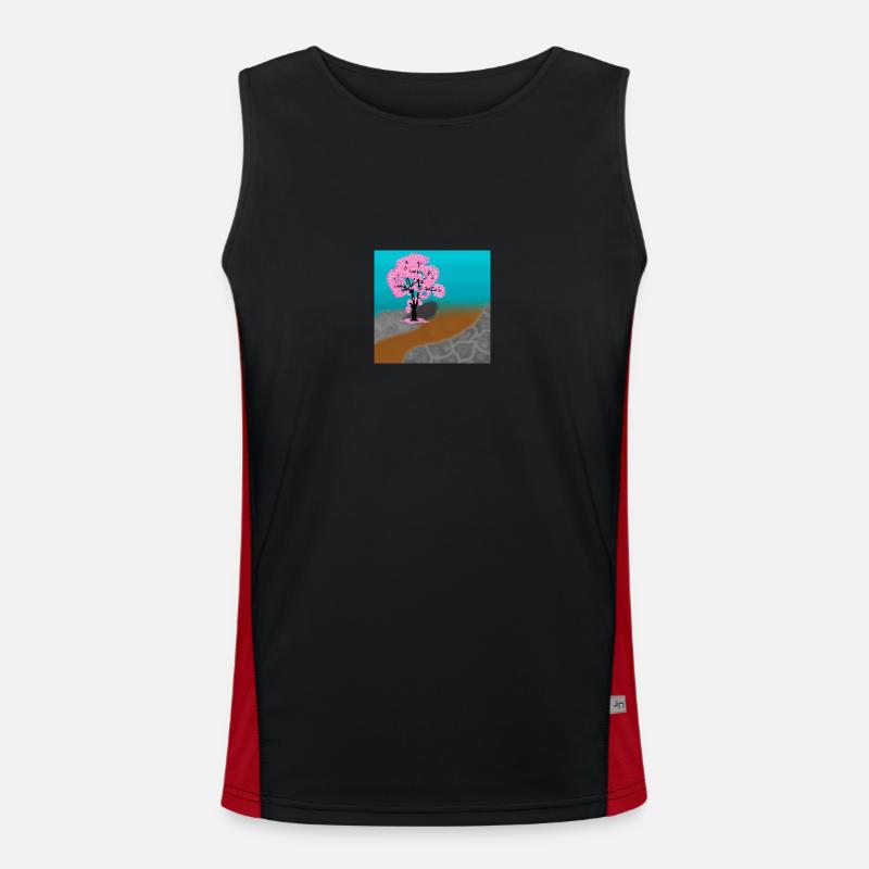 Digital Landschaft. Kirschblütenbaum Funktionelles Kontrast-Tank Top für Männer 