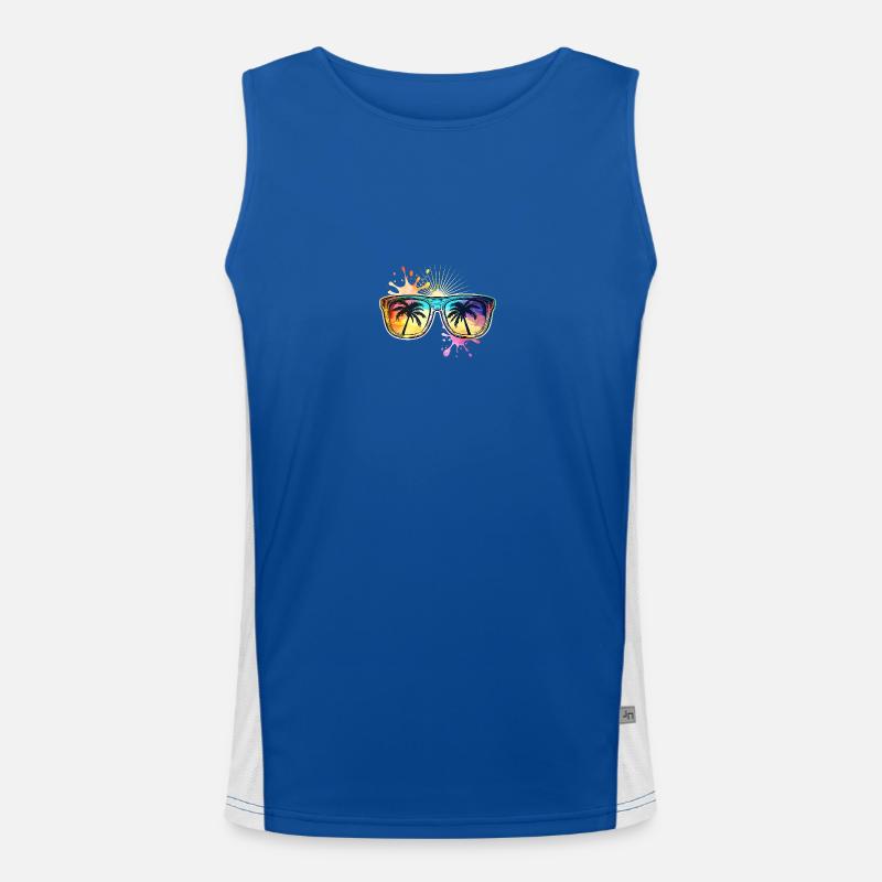 Sunglasses Palm Trees Holiday Men's Functional Contrast Tank Top 