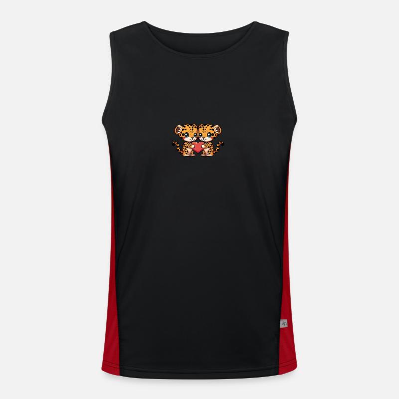Leopard Paar Herz Funktionelles Kontrast-Tank Top für Männer 