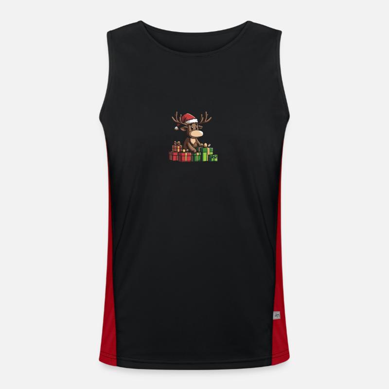 Elch Weihnachten Comic Geschenke Funktionelles Kontrast-Tank Top für Männer 