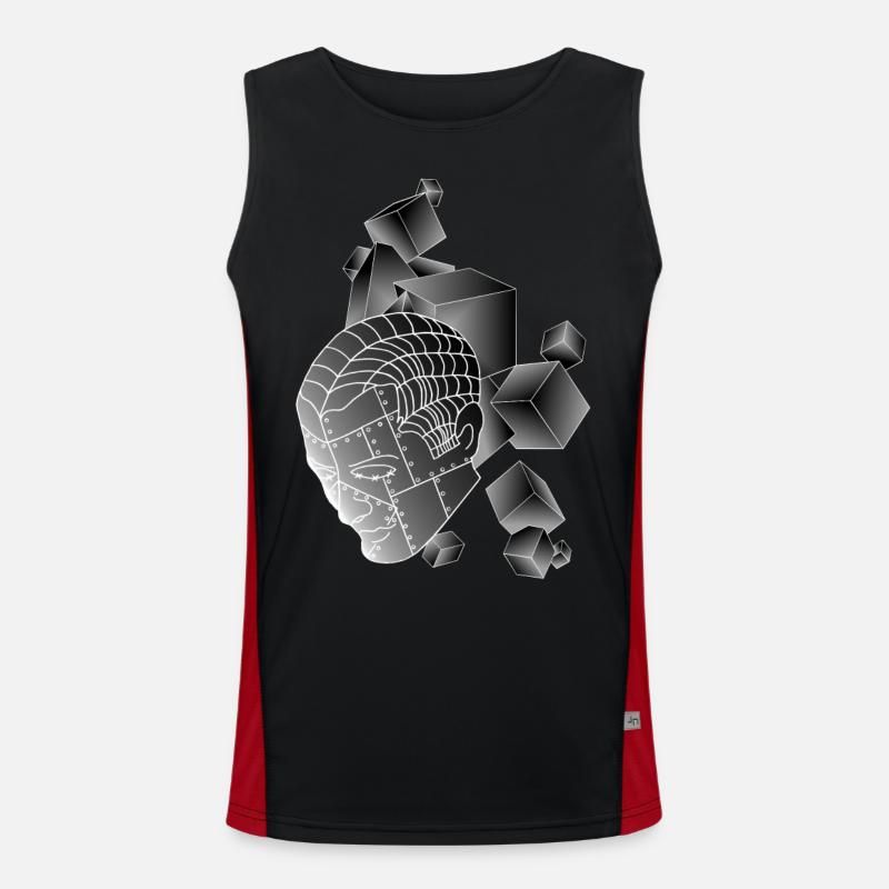 Robot with cube dark grey - Men's Functional Contrast Tank Top - black/red