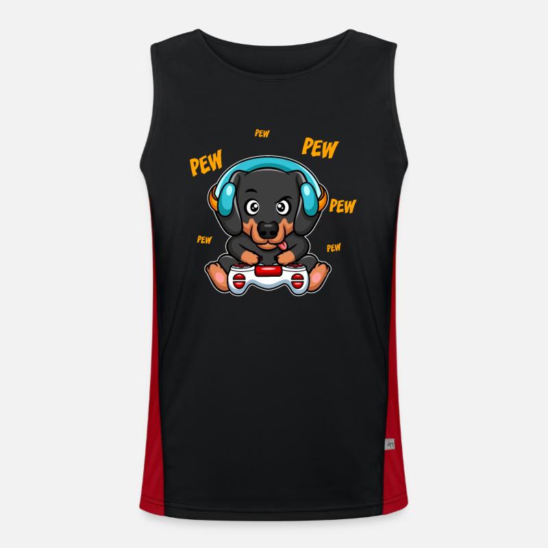 Dachshund Teckel gambles plays video game Men's Functional Contrast Tank Top 