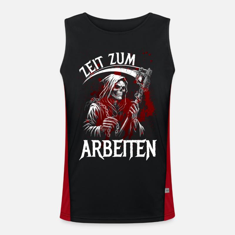 Time to work - Men's Functional Contrast Tank Top  - black/red