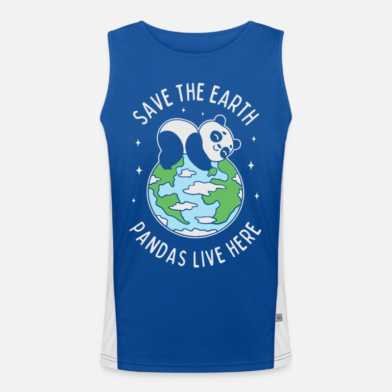 Save The Earth Pandas Live Here Men's Functional Contrast Tank Top 