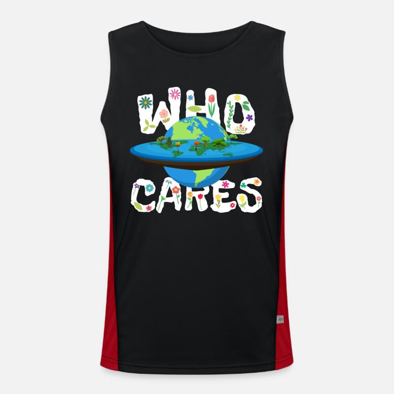 Planet Erde flach oder rund - Funktionelles Kontrast-Tank Top für Männer  - Schwarz/Rot
