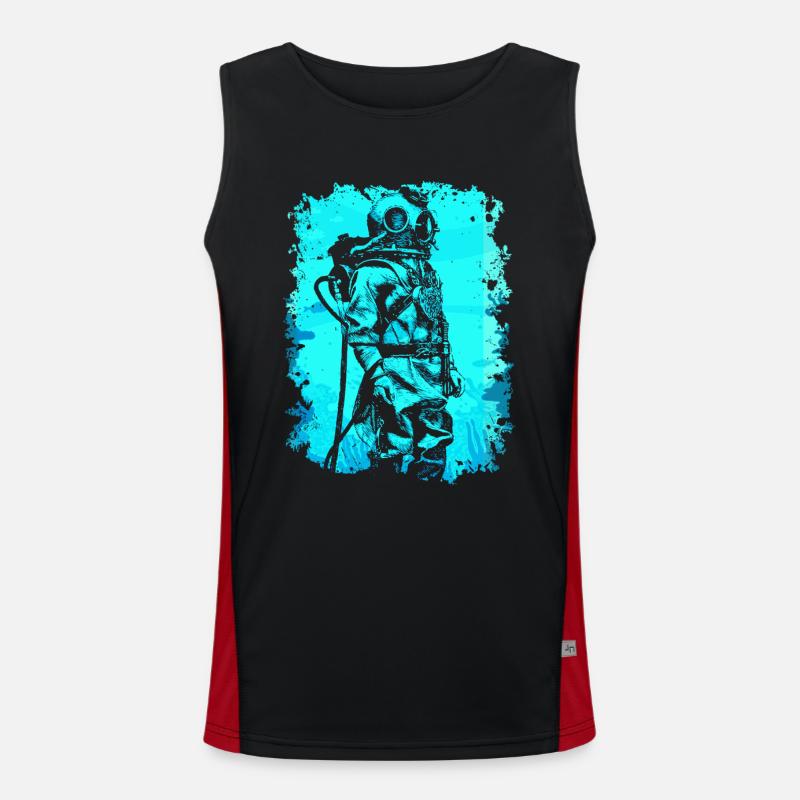 Diver diving underwater sea scuba gift Men's Functional Contrast Tank Top 