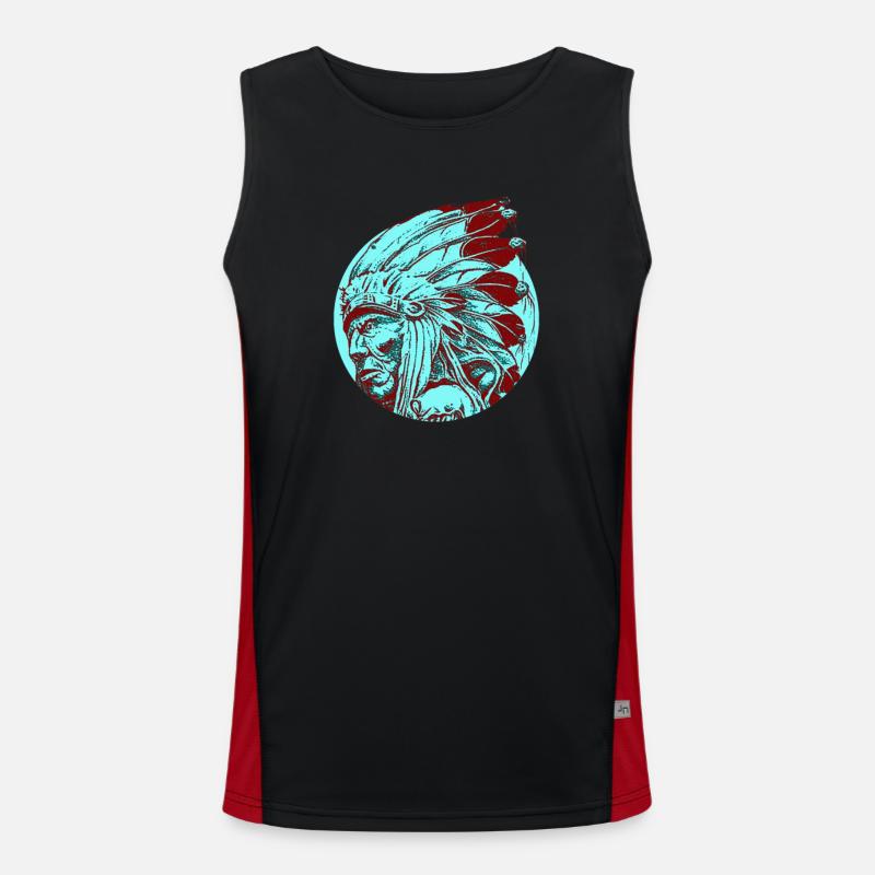Native Indians Feather Jewelry Native Chieftain Men's Functional Contrast Tank Top 