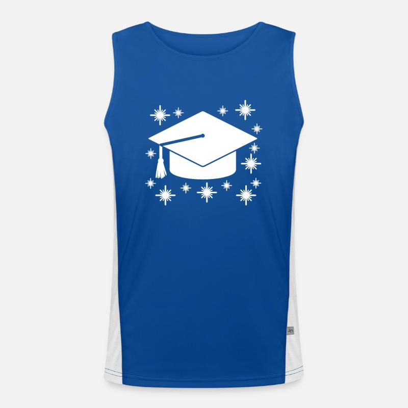 Studium Abschluss Absolventenkappe Funktionelles Kontrast-Tank Top für Männer 