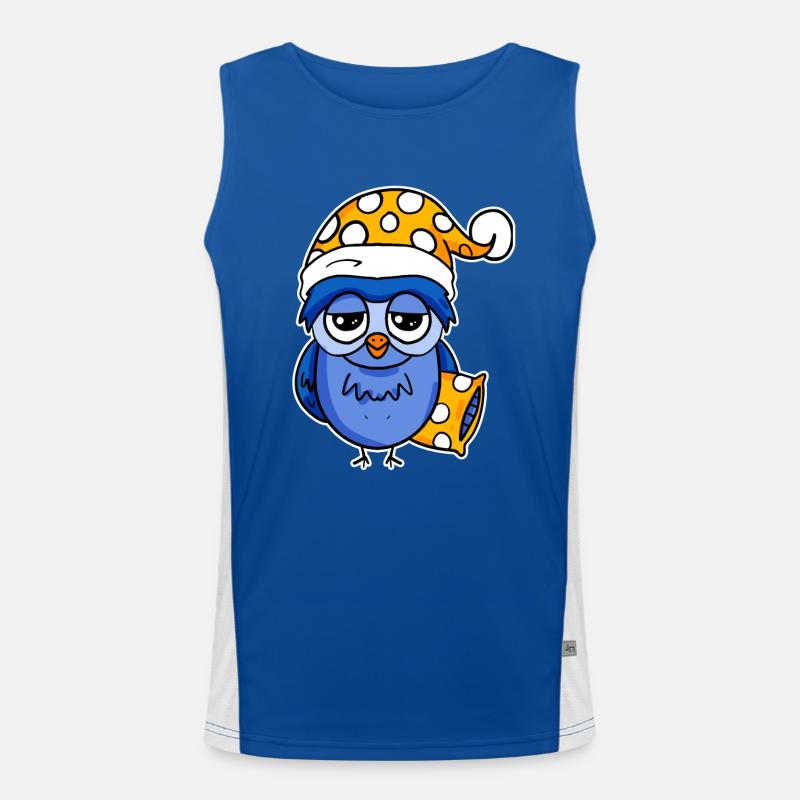 Frühaufsteher Eule Schlafen Funktionelles Kontrast-Tank Top für Männer 