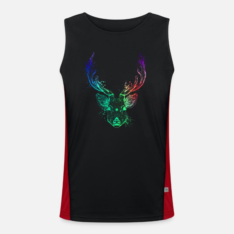 Farbenfroher Hirschkopf Funktionelles Kontrast-Tank Top für Männer 
