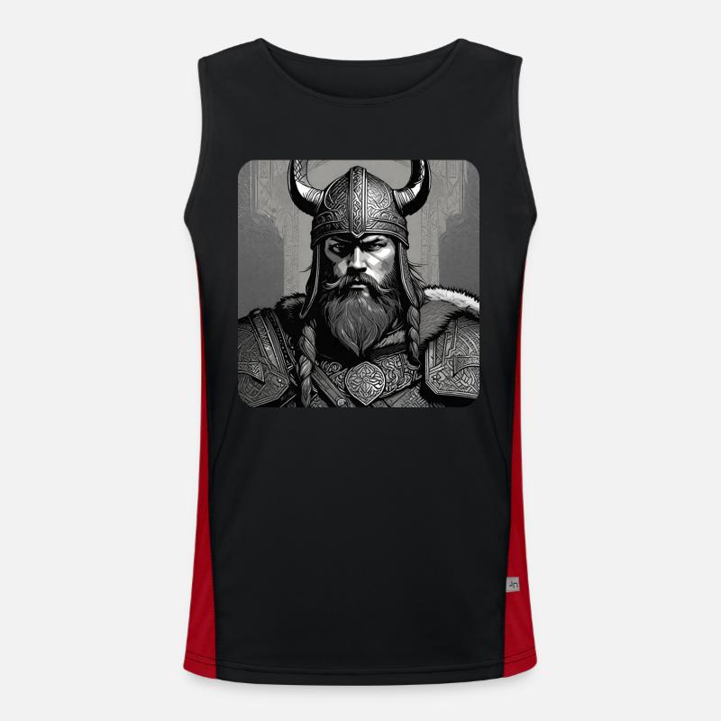 Fier Viking avec des cornes casque berserker germanique Débardeur respirant contrasté Homme 