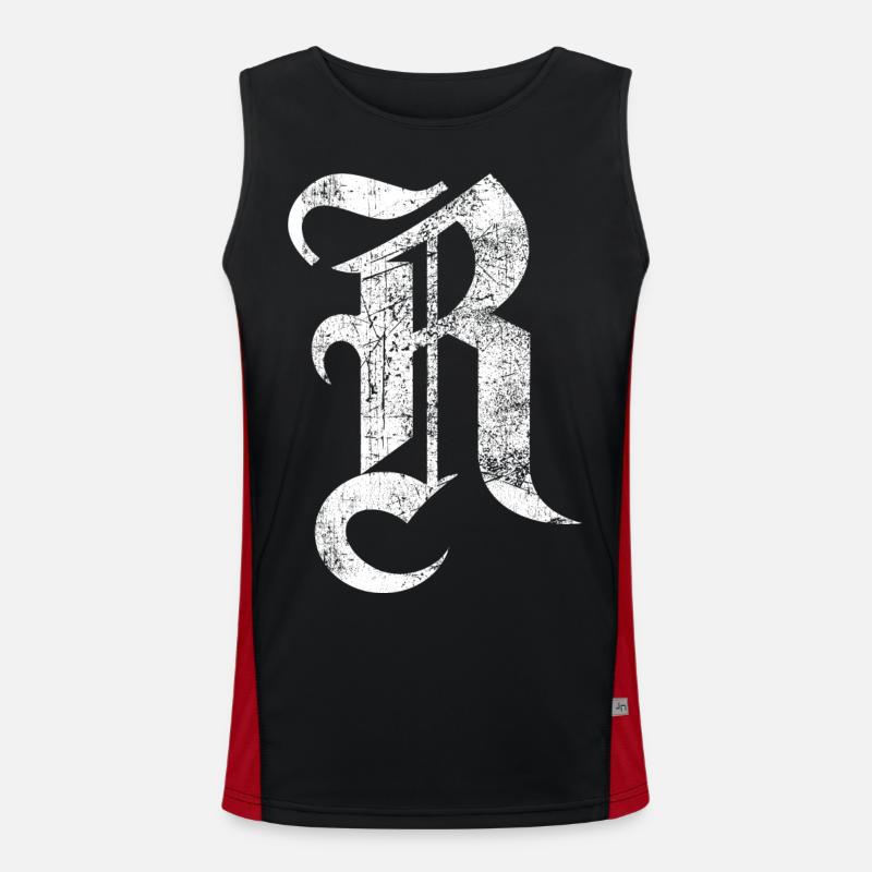 Tshirt alphabet initial R - Men's Functional Contrast Tank Top - black/red