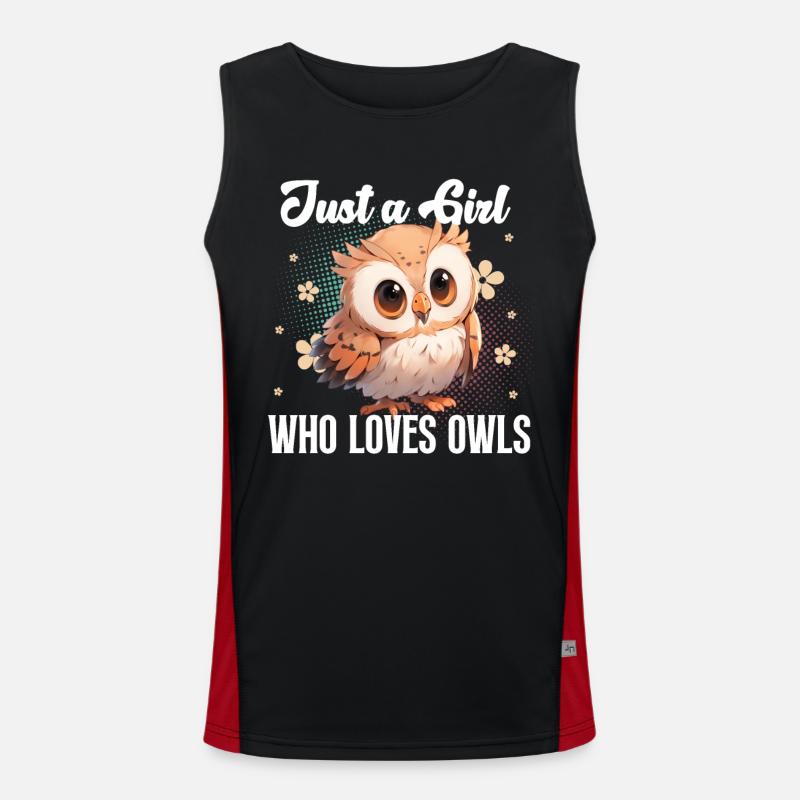 Owl - Men's Functional Contrast Tank Top  - black/red