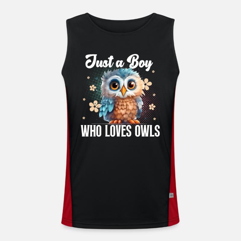 Owl - Men's Functional Contrast Tank Top  - black/red