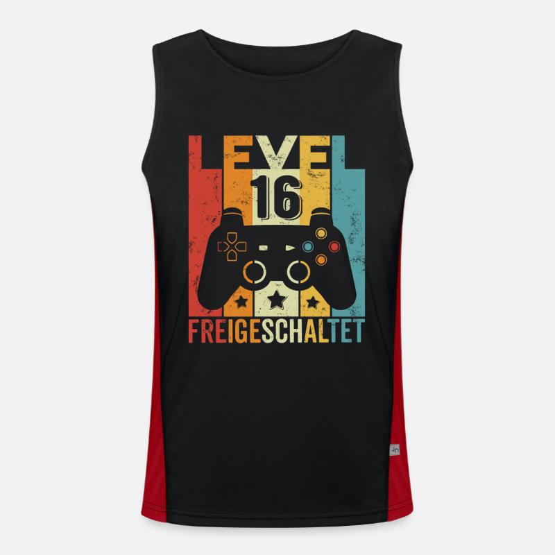 Level 16 Freigeschaltet Geburtstag Junge Mädchen Funktionelles Kontrast-Tank Top für Männer 