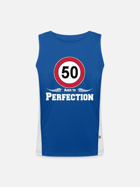 50.Birthday , 50 Years , Aged to Perfection (25) - Men's Functional Contrast Tank Top  - royal/white - Front