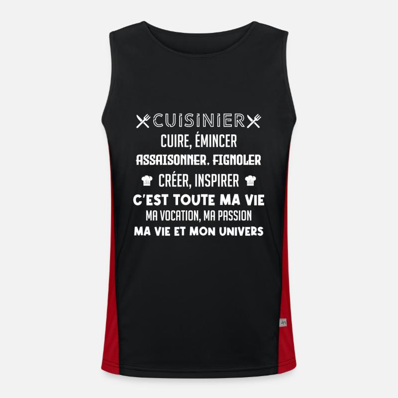 Cuisinier ma vocation, ma vie, mon univers Débardeur respirant contrasté Homme 