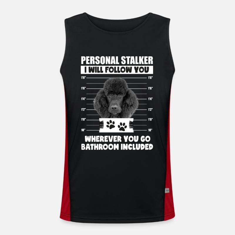 Funny Personal Stalker Dog Black Poodle Gift Débardeur respirant contrasté Homme 