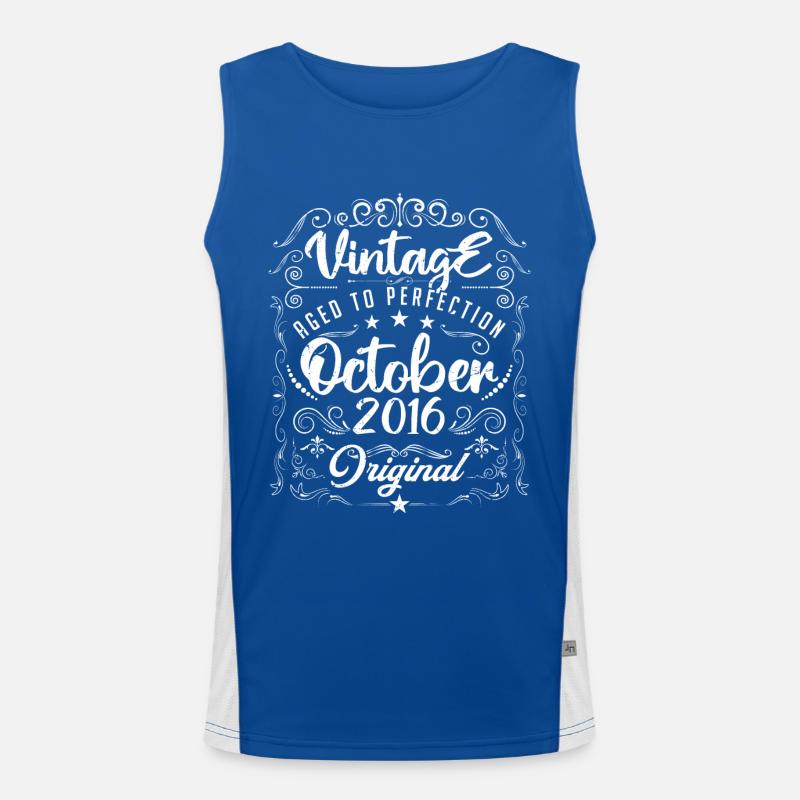 Vintage BORN IN OCTOBER 2016 . Men's Functional Contrast Tank Top 